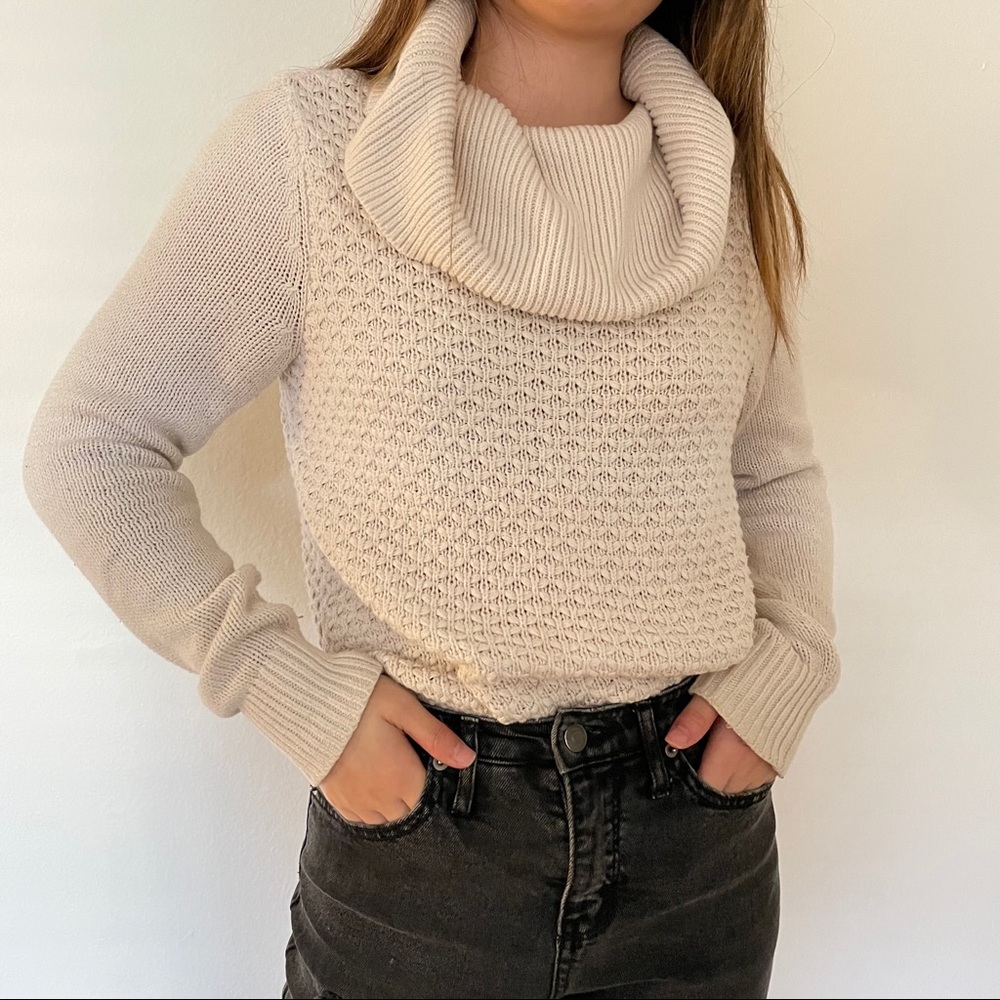 Banana Republic Cream Knit Turtleneck Sweater